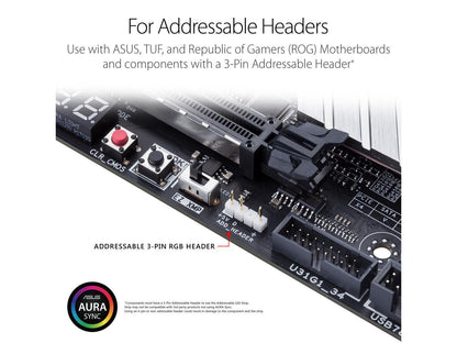 ASUS ROG Addressable RGB 5050 LED 30cm Lighting Strip with Magnetic Backing and Adhesive Strips for use with AURA Sync RGB Lighting Software