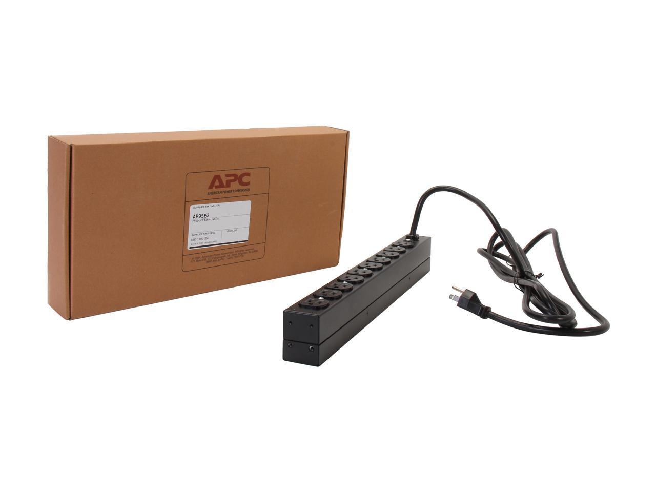 APC Rack Mount PDU, Basic 100V-120V/15A, (10) Outlets, 1U Horizontal Rackmount (AP9562)