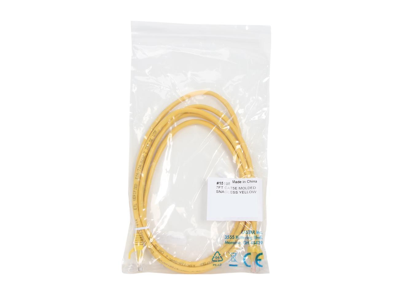 C2G 15198 Cat5e Cable - Snagless Unshielded Ethernet Network Patch Cable, Yellow (7 Feet, 2.13 Meters)