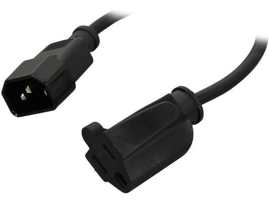 C2G 03147 18 AWG Monitor Power Adapter Cord - C14 to NEMA 5-15R, TAA Compliant, Black (1 Foot, 0.30 Meters)
