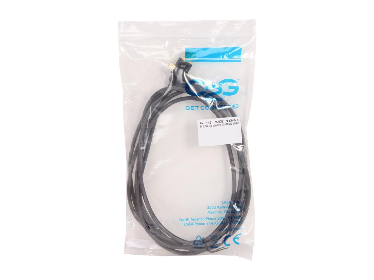 C2G 29652 USB Cable - Ultima USB 2.0 A to USB Mini-B Male Cable, Black (9.8 Feet, 3 Meters)