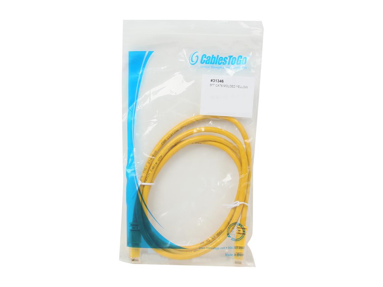 C2G 31346 Cat6 Cable - Snagless Unshielded Ethernet Network Patch Cable, Yellow (5 Feet, 1.52 Meters)