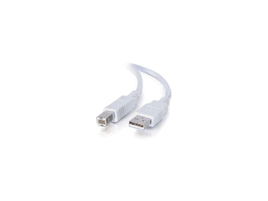 C2G 13401 USB Cable - USB 2.0 A Male to B Male Cable, White (16.4 Feet, 5 Meters)
