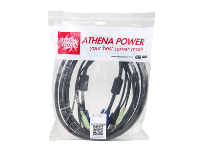 ATHENA CLH-KVM10UVGAAM 10 Feet 4-in-1 USB VGA KVM Switch Cable, with VGA video, USB, 3.5 mm audio and 3.5 mm microphone combined together, transmits 4 kinds of signals all in one single cable.