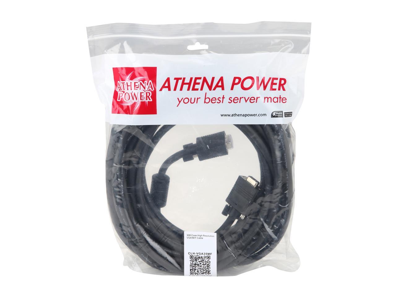 Athena Power CLH-VGA35MF 35 ft. Coax High Resolution VGA Monitor Extension Cable - HD15 M/F