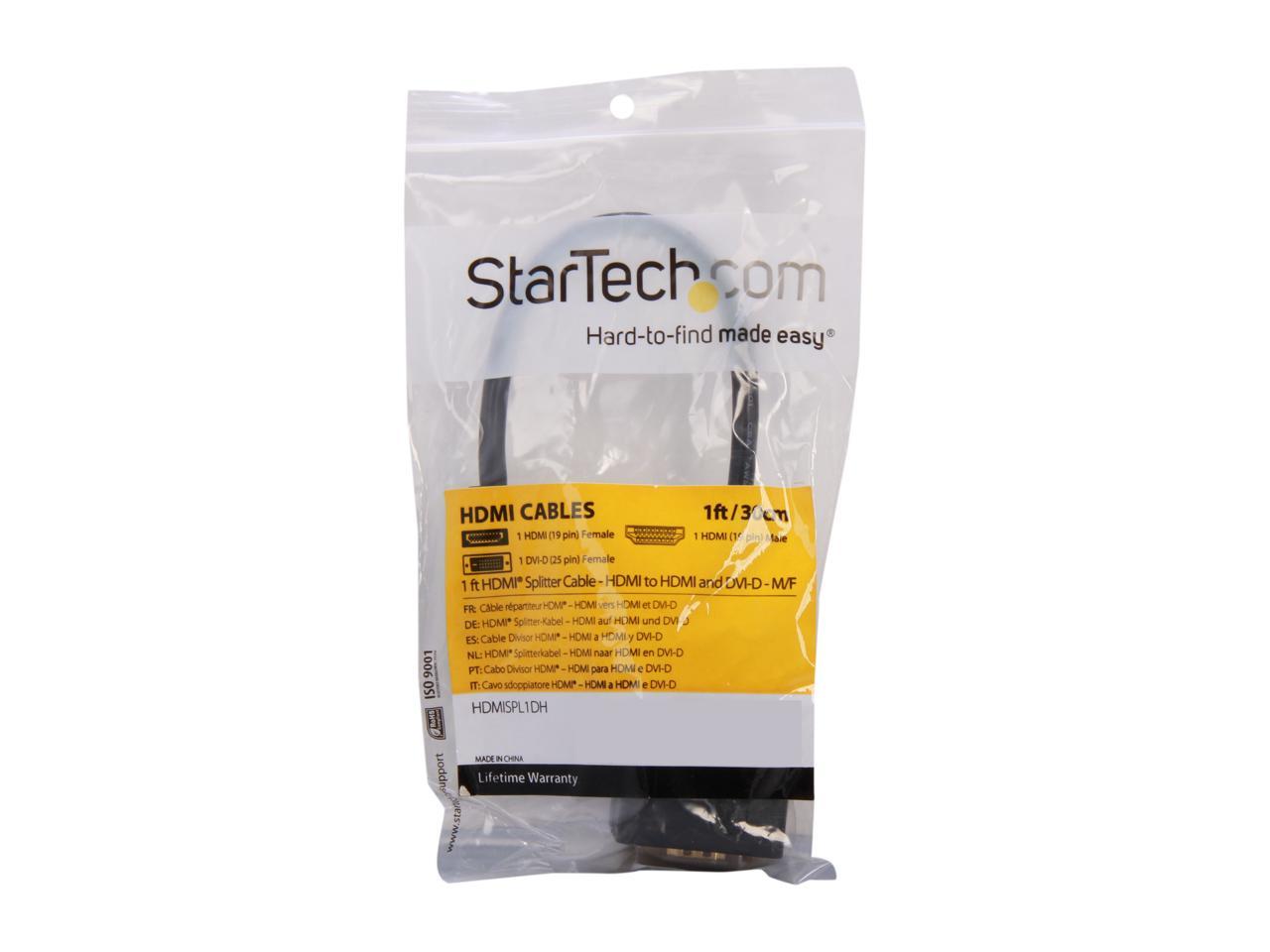 StarTech.com HDMISPL1DH 1 ft. Black Splitter Cable