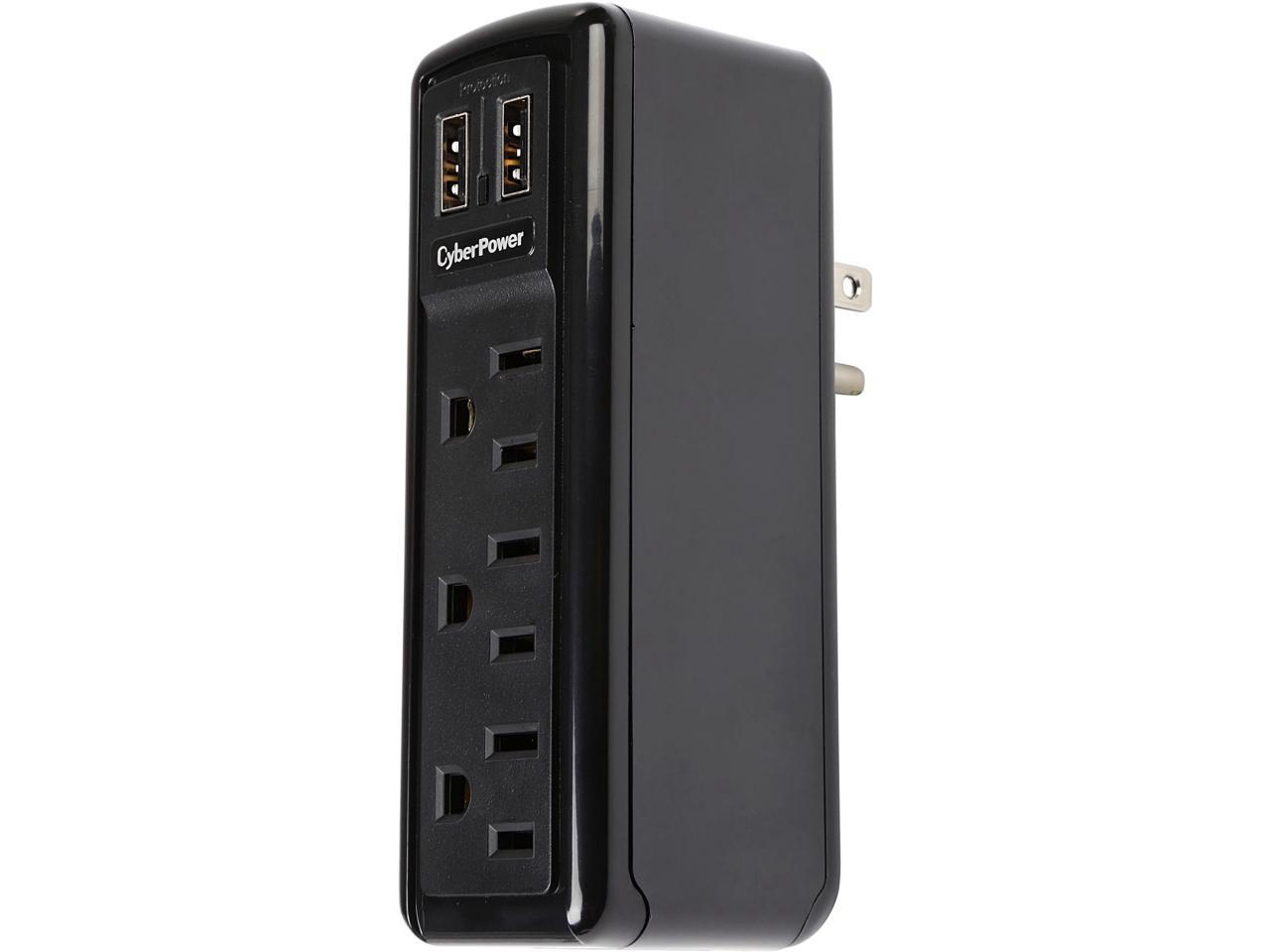 CyberPower 3 Outlets 2 USB Charging Ports Travel Surge Protector (TRVL918)