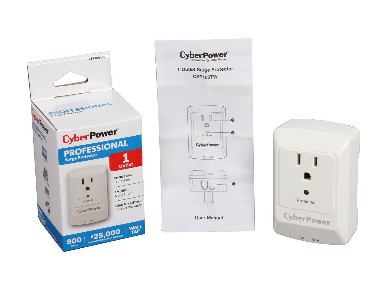 CyberPower CSP100TW 1 Outlets 900 Joules Surge Suppressor