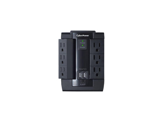 CyberPower CSP600WSU Surge Protector 6-AC Outlet Swivel with 2 USB Charging Ports