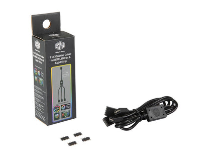 Cooler Master 1-to-3 RGB Splitter Cable for LED Strips, RGB Fans, 22.8" length, 5 & 4-Pin Header, Daisy-chain support