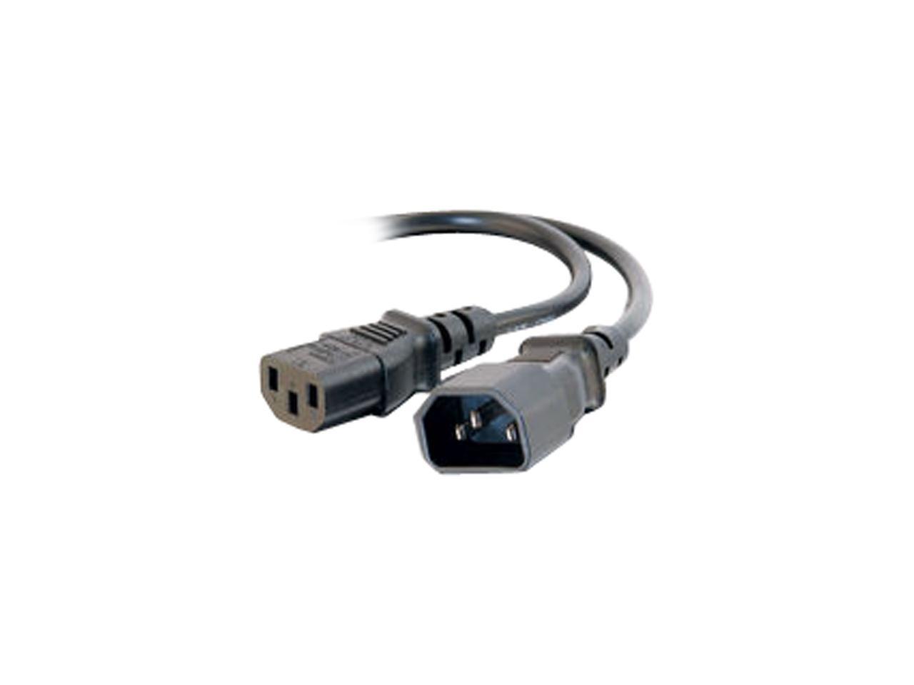 C2G 29965 16 AWG 250 Volt Power Extension Cord - IEC320C14 to IEC320C13, TAA Compliant, Black (2 Feet, 0.60 Meters)
