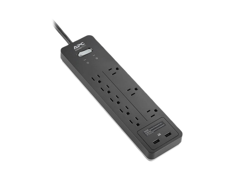 APC 8-Outlet Surge Protector with USB Charging Ports, SurgeArrest Home / Office - Black (PH8U2)