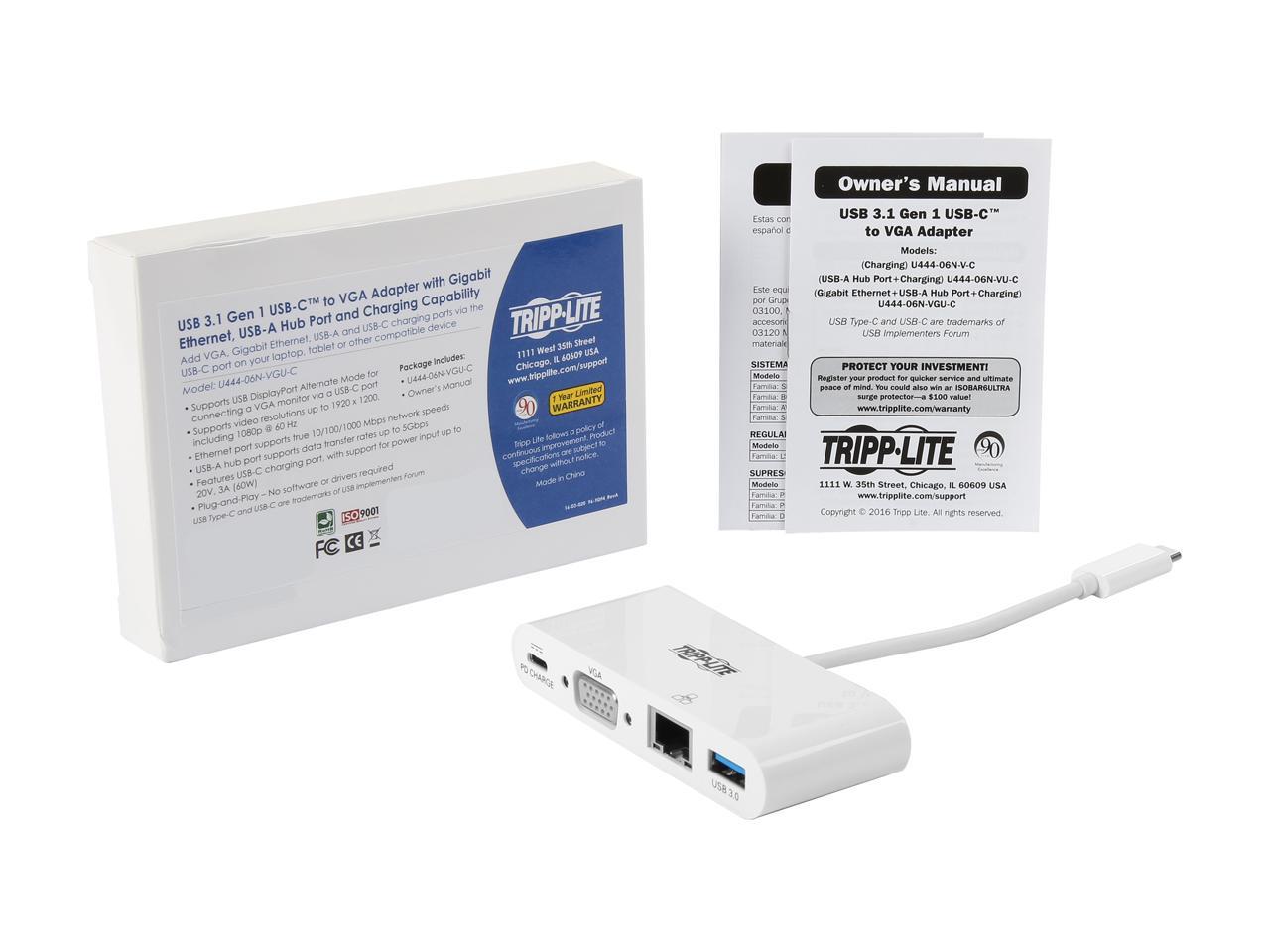 Tripp Lite USB C to VGA Multiport Adapter Converter Hub USB Type C to VGA (U444-06N-VGU-C)