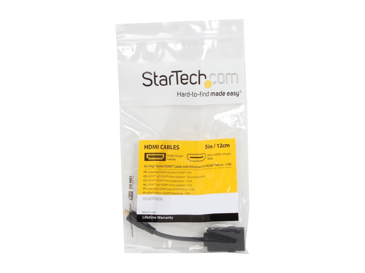 StarTech.com HDADFM5IN No 5in High Speed HDMI Adapter Cable with Ethernet to HDMI Micro - F/M