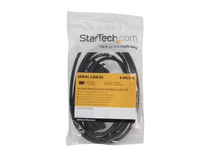 StarTech SCNM9FM2MBK 2m Black DB9 RS232 Serial Null Modem Cable F/M
