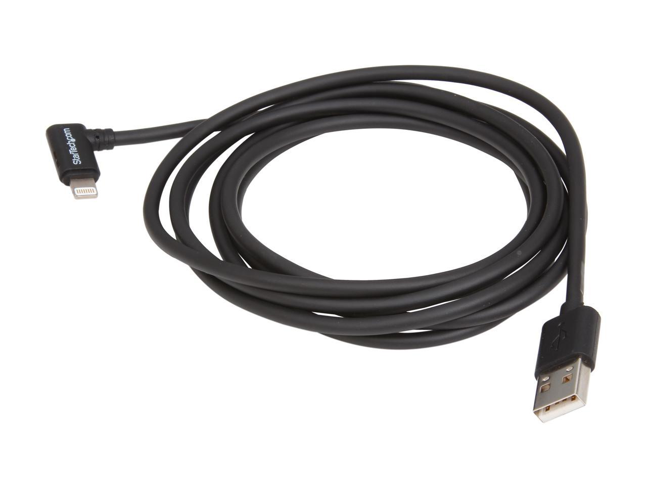 StarTech.com USBLT2MBR Black Angled Black Apple 8-pin Lightning Connector to USB Cable for iPhone / iPod / iPad