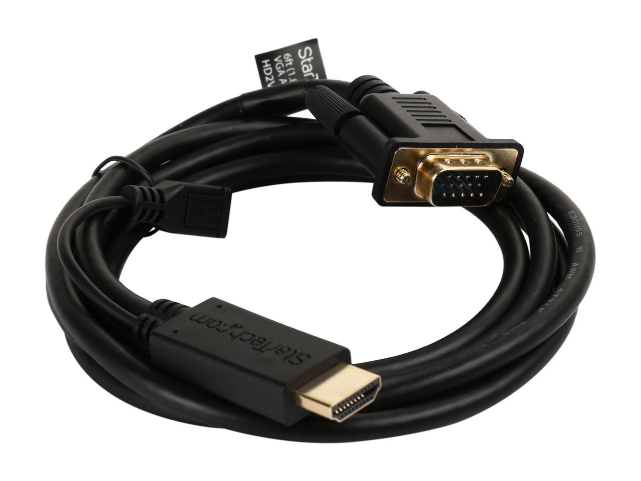 StarTech.com HD2VGAMM6 HDMI to VGA Cable - 6 ft / 2m - 1080p - 1920 x 1200 - Active HDMI Cable - Monitor Cable - Computer Cable