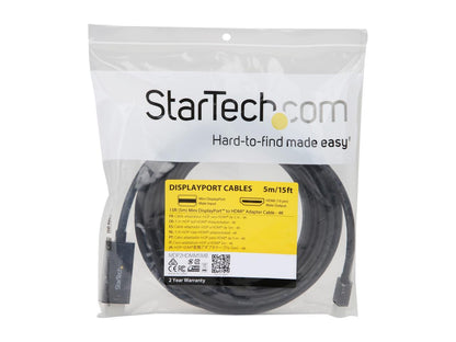 StarTech MDP2HDMM5MB 16.4ft. BlackMini DisplayPort to HDMI Adapter Cable 4K 30Hz M-M