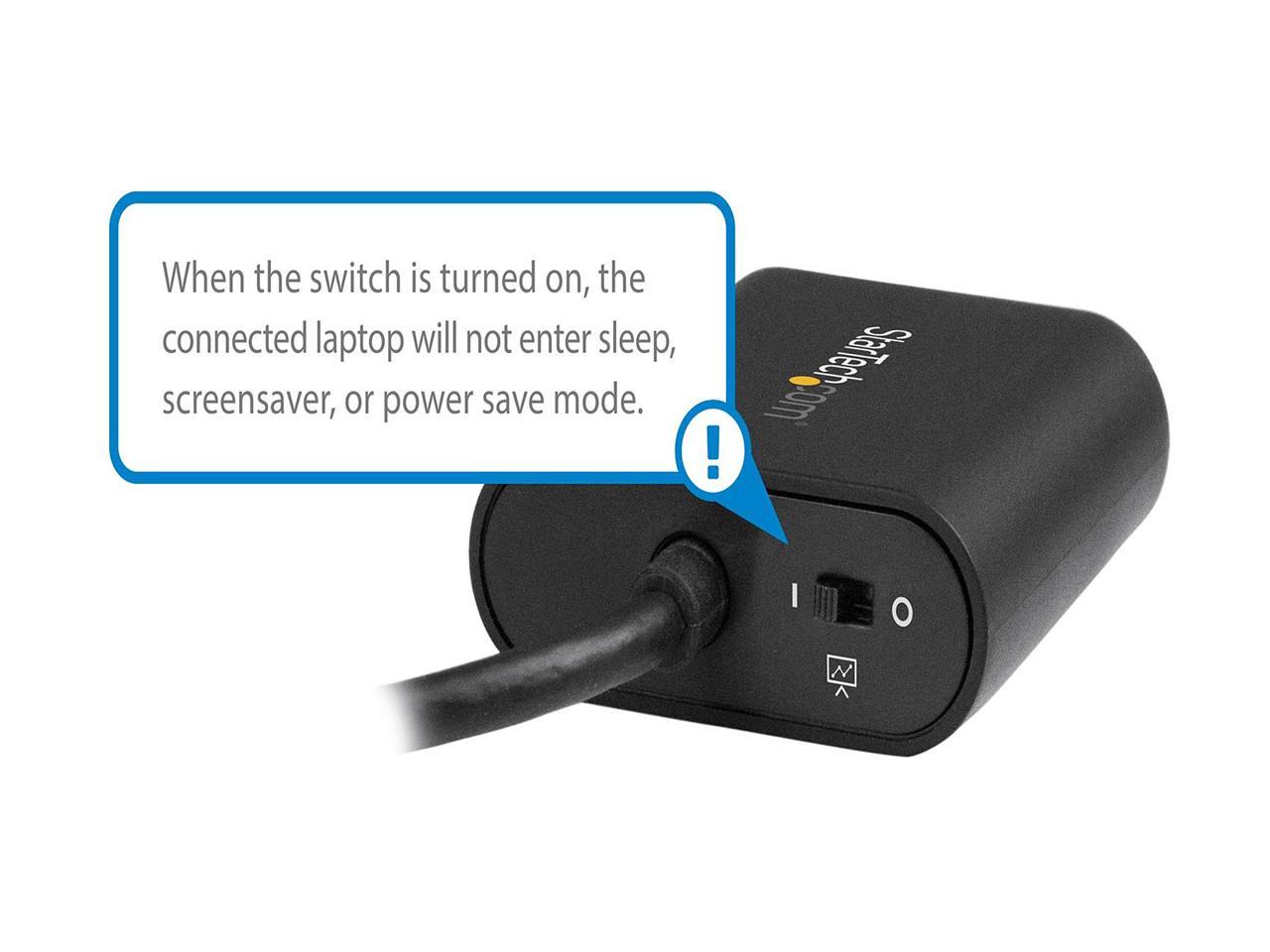 StarTech CDP2VGASA USB-C to HDMI Adapter - With Stay Awake - Presentation Mode - USB C Adapter - USB-C to VGA Projector Adapter