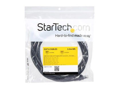 StarTech N6PATCH8BK StarTech.com Cat6 Patch Cable - 8 ft - Black Ethernet Cable - Snagless RJ45 Cable - Ethernet Cord - Cat 6 Cable - 8ft