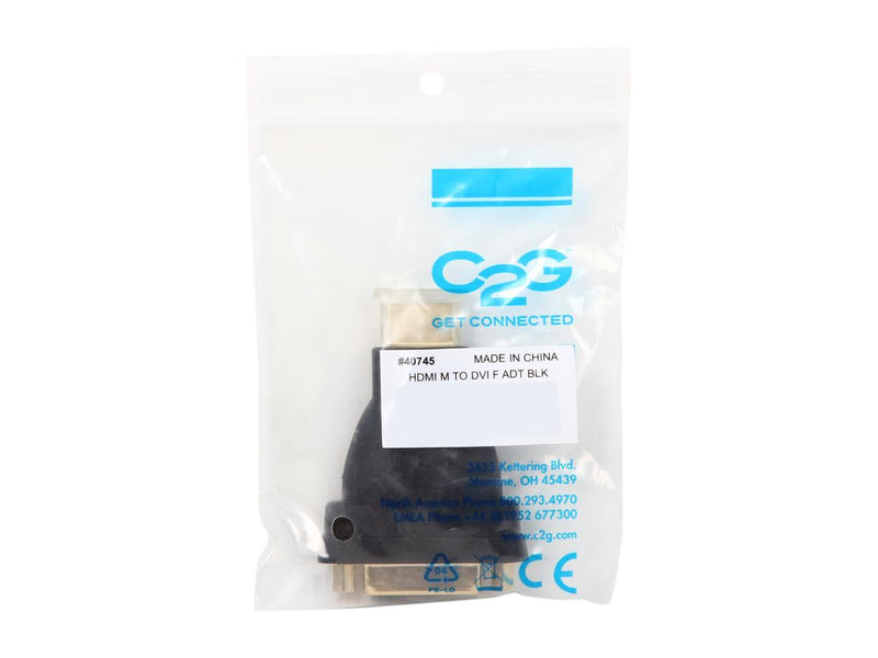 C2G 40745 Velocity DVI-D Female to HDMI Male Inline Adapter, Black