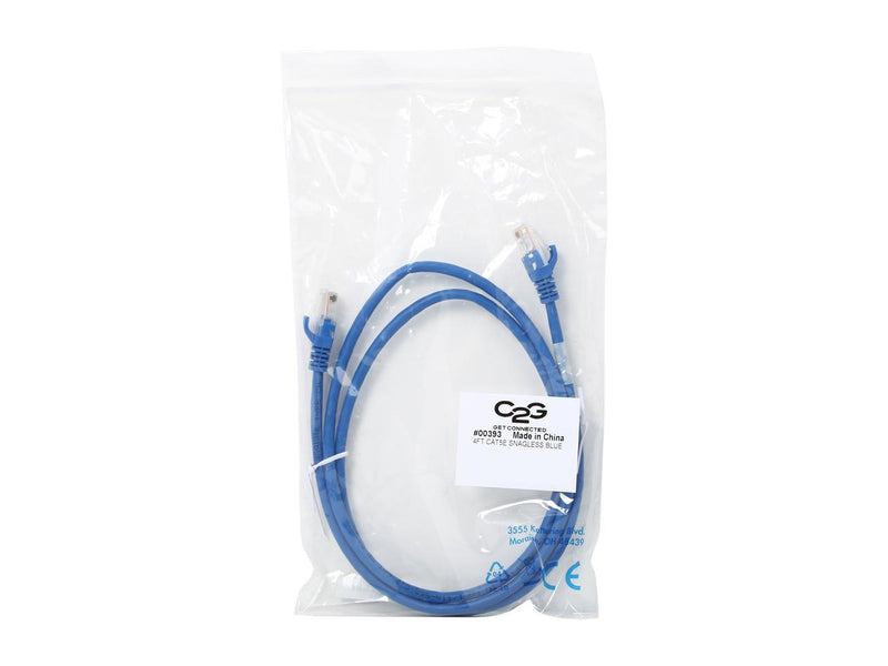 C2G 00393 Cat5e Cable - Snagless Unshielded Ethernet Network Patch Cable, Blue (4 Feet, 1.21 Meters)