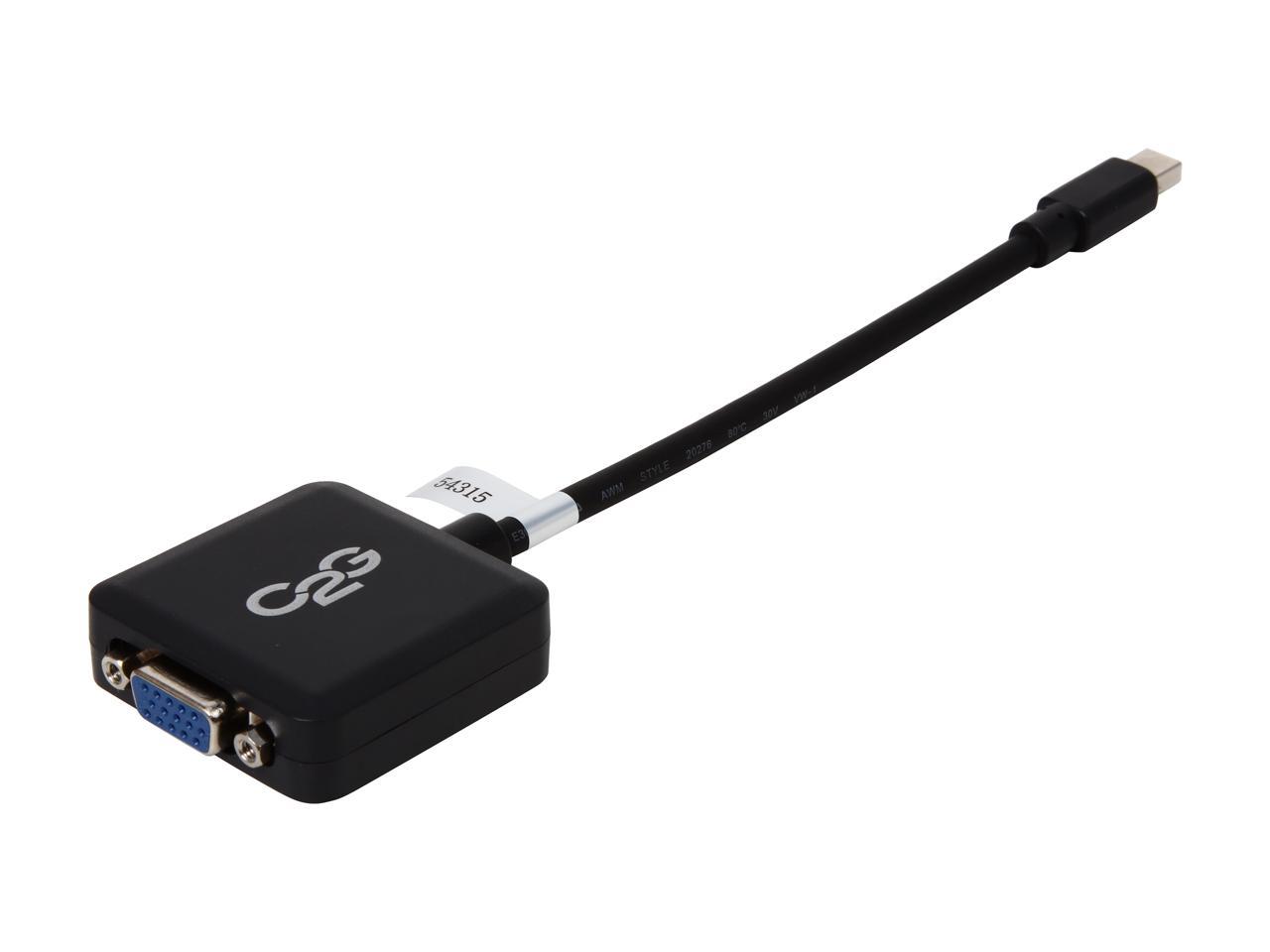 C2G 54315 Mini DisplayPort Male to VGA Female Active Adapter Converter, TAA Compliant, Black (8 Inches)
