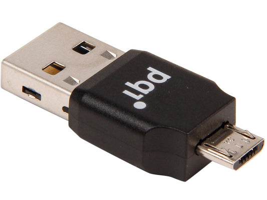 PQI RF01-0016R014J Connect 203, OTG USB Drive, Micro SD Card Reader, Black