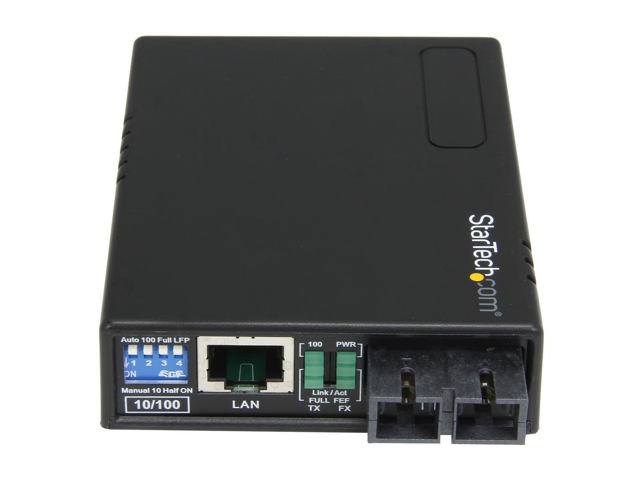 StarTech MCM110SC2 10/100Mbps Fiber to Ethernet Media Converter - Multi Mode - SC - 2km - Copper-to-Fiber Media Converter