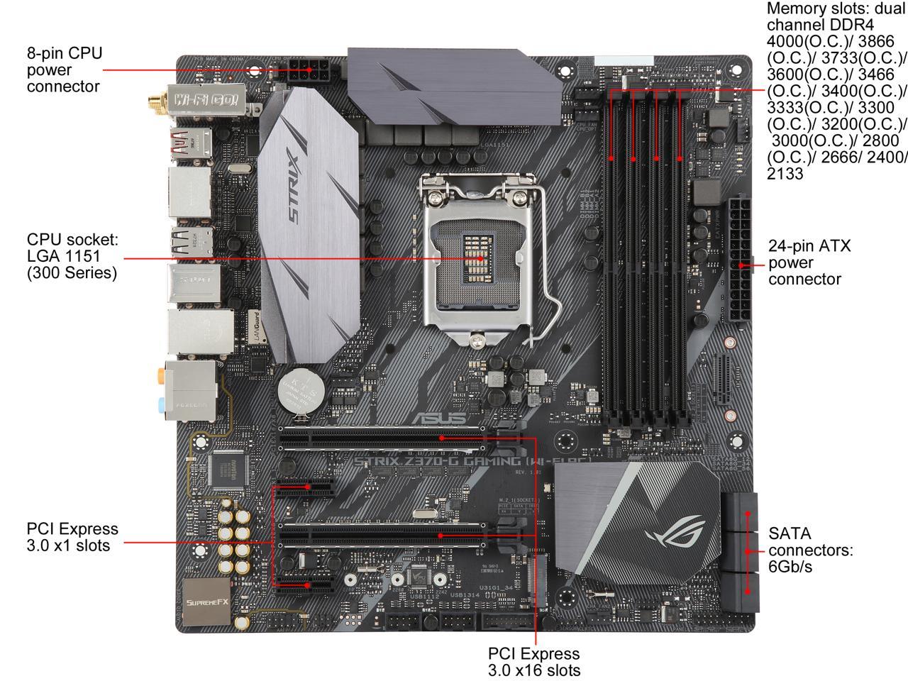 ASUS ROG STRIX Z370-G Gaming (WI-FI AC) LGA 1151 (300 Series) Intel Z370 HDMI SATA 6Gb/s USB 3.1 Micro ATX Intel Motherboard