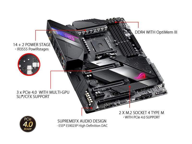 ASUS AMD AM4 ROG X570 Crosshair VIII Hero (Wi-Fi) ATX Motherboard with PCIe 4.0, Dual M.2, SATA 6Gb/s, USB3.2 Gen 2, 2.5Gbps LAN, WiFi 6