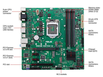 ASUS PRIME Q370M-C/CSM LGA 1151 (300 Series) Intel Q370 SATA 6Gb/s uATX Intel Motherboard