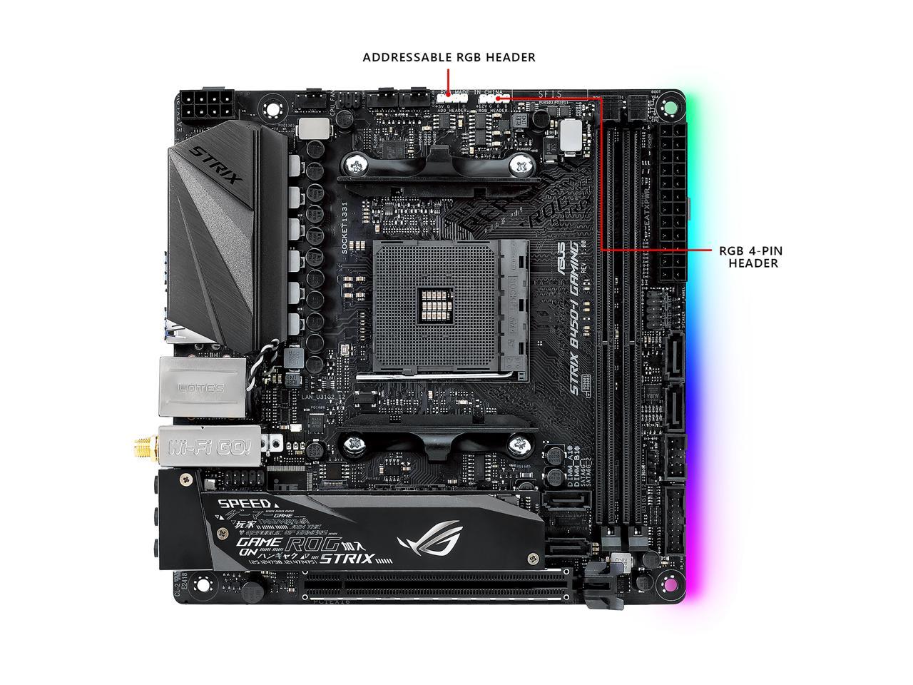 ASUS ROG STRIX B450-I GAMING AM4 AMD B450 SATA 6Gb/s USB 3.1 HDMI Mini ITX AMD Motherboard