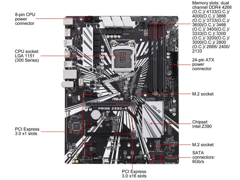 ASUS Prime Z390-P LGA 1151 (300 Series) Intel Z390 SATA 6Gb/s ATX Intel Motherboard