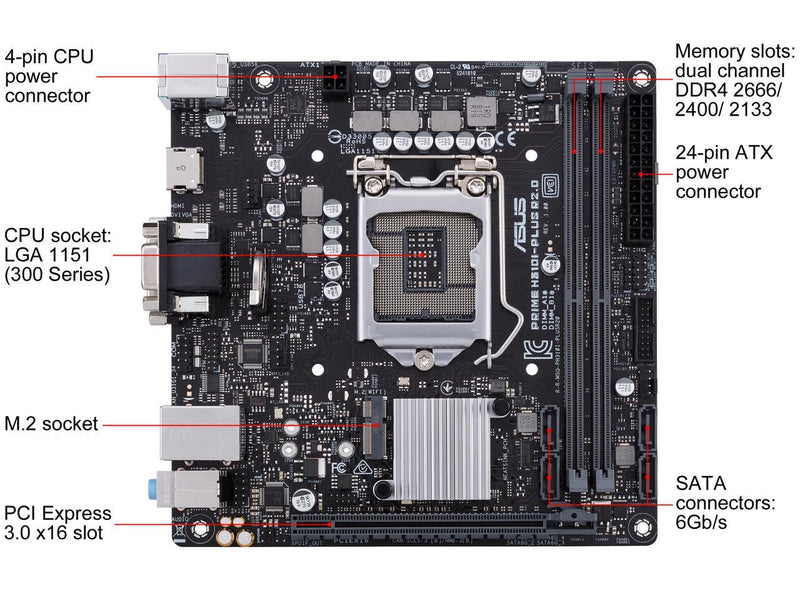 ASUS Prime H310I-PLUS R2.0/CSM LGA 1151 (300 Series) Intel H310 HDMI SATA 6Gb/s USB 3.1 Mini ITX Intel Motherboard