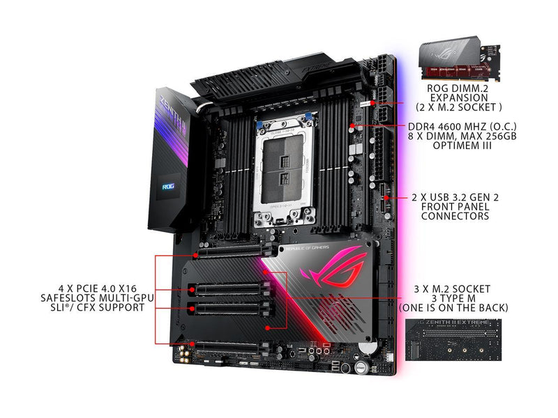 ASUS ROG ZENITH II EXTREME sTRX4 AMD TRX40 SATA 6Gb/s Extended ATX AMD Motherboard