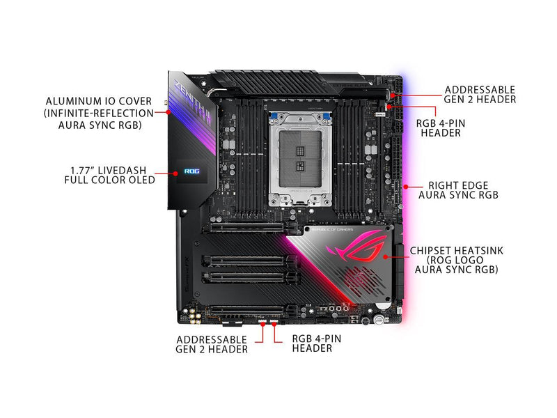 ASUS ROG Zenith II Extreme Alpha TRX40 Gaming AMD 3rd Gen Ryzen Threadripper sTRX4 EATX Motherboard with 16 Infineon Power Stages, PCIe 4.0, Wi-Fi 6 (802.11ax), 10Gbps Ethernet, 5 x M.2, 8 x SATA, USB 3.2 Gen 2x2 and Aura Sync RGB