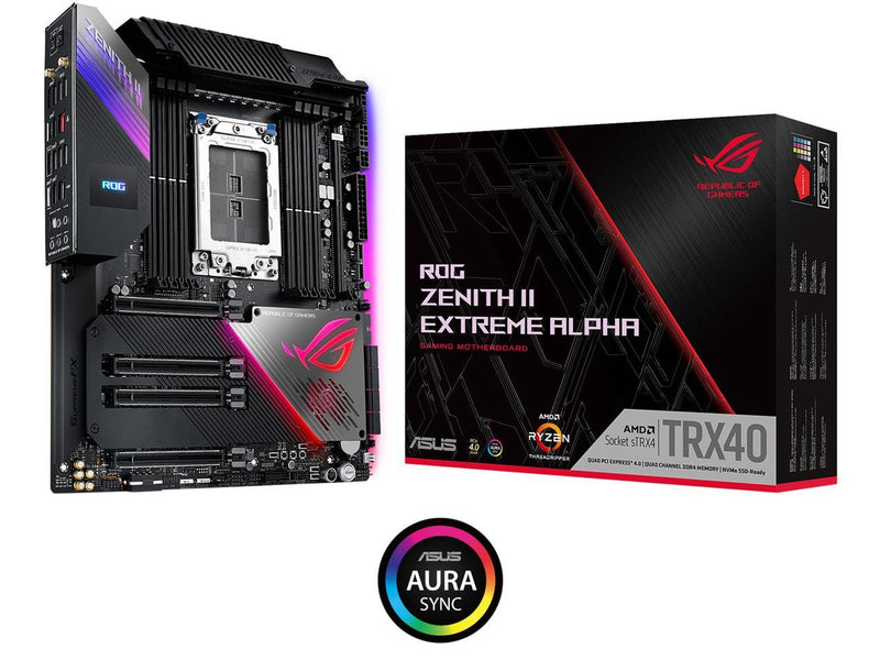 ASUS ROG Zenith II Extreme Alpha TRX40 Gaming AMD 3rd Gen Ryzen Threadripper sTRX4 EATX Motherboard with 16 Infineon Power Stages, PCIe 4.0, Wi-Fi 6 (802.11ax), 10Gbps Ethernet, 5 x M.2, 8 x SATA, USB 3.2 Gen 2x2 and Aura Sync RGB