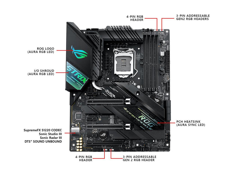 ASUS ROG STRIX Z490-F GAMING LGA 1200 (Intel 10th Gen) Intel Z490 SATA 6Gb/s ATX Intel Motherboard (12+2 Power Stages, DDR4 4800, Intel 2.5Gb Ethernet, USB 3.2 Front Panel Type-C, Dual M.2 and AURA Sync)