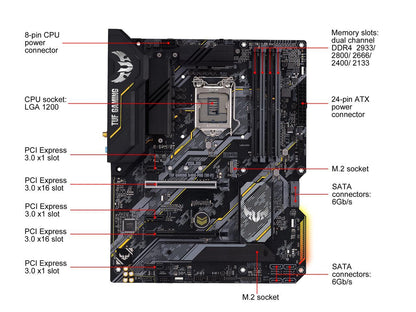 ASUS TUF GAMING B460-PRO (WI-FI) LGA 1200 Intel B460 SATA 6Gb/s ATX Intel Motherboard