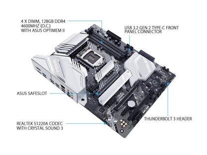 ASUS PRIME Z490-A LGA 1200 (Intel 10th Gen) Intel Z490 SATA 6Gb/s ATX Intel Motherboard (14 DrMOS Power Stages, Dual M.2, Intel 2.5Gb Ethernet, USB 3.2 Front Panel Type-C, Thunderbolt 3 Support, Aura Sync RGB)