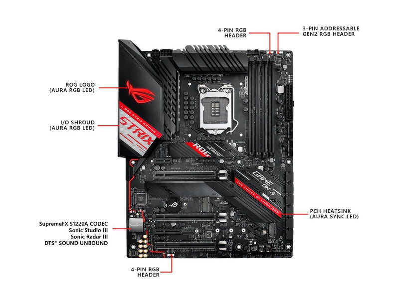 ASUS ROG STRIX Z490-H GAMING LGA 1200 (Intel 10th Gen) Intel Z490 SATA 6Gb/s ATX Intel Motherboard (12+2 Power Stages, DDR4 4600, Intel 2.5Gb Ethernet, USB 3.2 Gen 2, AURA Sync)