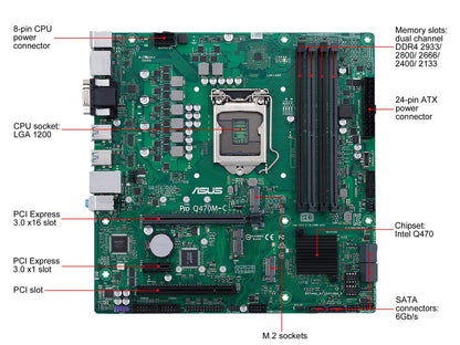 ASUS PRO Q470M-C/CSM LGA 1200 Intel Q470 SATA 6Gb/s Micro ATX Intel Motherboard