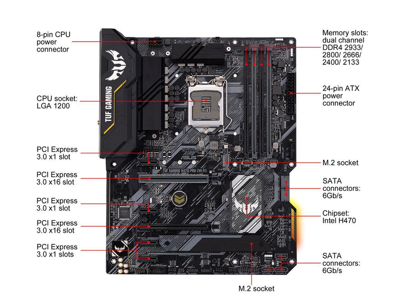 ASUS TUF GAMING H470-PRO (WI-FI) LGA 1200 Intel H470 SATA 6Gb/s ATX Intel Motherboard