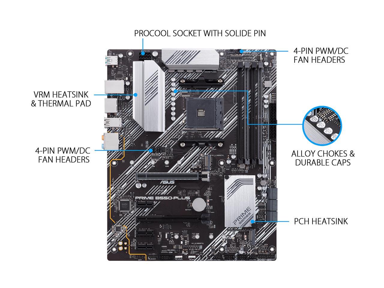 ASUS PRIME B550-PLUS AM4 AMD B550 SATA 6Gb/s ATX AMD Motherboard