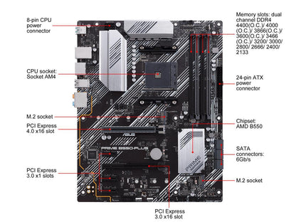 ASUS PRIME B550-PLUS AM4 AMD B550 SATA 6Gb/s ATX AMD Motherboard