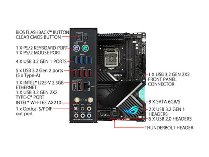 ASUS ROG Maximus XIII Apex (WiFi 6E) Z590 LGA 1200 (Intel 11th/10th Gen) ATX Gaming Motherboard (PCIe 4.0, 18 Power Stages, Intel 2.5 Gb Ethernet, 4 x M.2, USB 3.2 Gen 2x2, Aura Sync RGB)