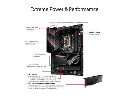 ASUS ROG Maximus Z690 Hero(WiFi 6E) LGA 1700(Intel®12th&13th Gen) ATX gaming motherboard(PCIe 5.0,DDR5, 20+1 90A power stages,2.5Gb LAN,Bluetooth V5.2,2x Thunderbolt 4 ports,5xM.2/NVMe SSD,Front panel USB 3.2 Gen 2x2 Type-C connector)