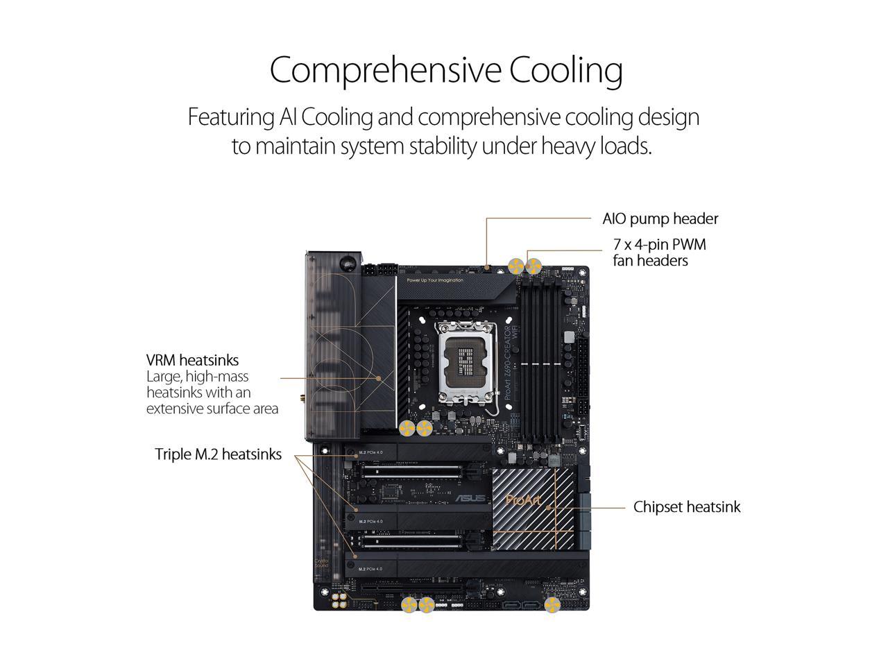 ASUS ProArt Z690-Creator WiFi 6E LGA 1700(Intel® 12th&13th Gen) ATX content creator motherboard(PCIe 5.0,DDR5,2x Thunderbolt™ 4 Type-C ports,10G&2.5G LAN,4xM.2/NVMe SSD,front panel USB 3.2 Gen2x2 Type-C ports with 60W fast charging support)