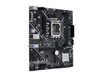 ASUS PRIME H610M-E D4 LGA 1700 (Intel 12th & 13th Gen) mATX Motherboard (PCIe 4.0, DDR4, 2xM.2 slots, 1Gb LAN, DisplayPort/HDMI/D-Sub, USB 3.2 Gen 1 ports, SATA 6 Gbps, COM header, RGB header)